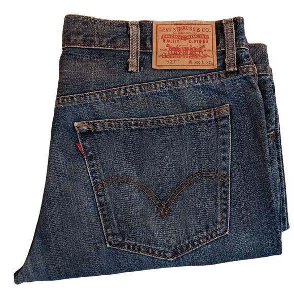 Levis 527 Bootcut Jeans Mens 39X30 Blue Fade Whiskered Cowboy - Picture 1 of 15
